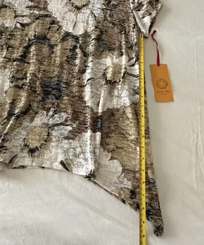 NWT Women's Rudy Rd. Short Sleeve T Shirt Top Brown / White Floral Sz L Large