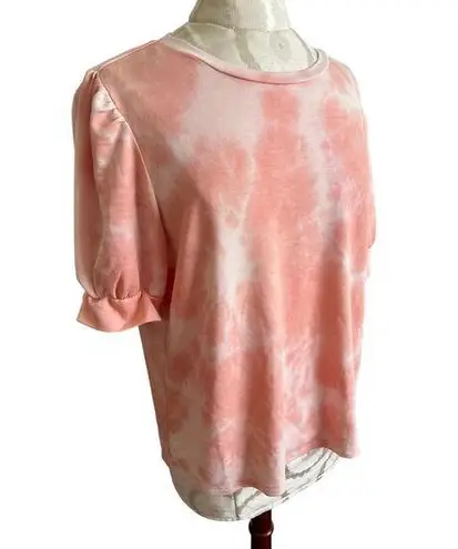 cupio Women's Blush Pink Short Sleeve Cuffed Sleeves Blouse XL