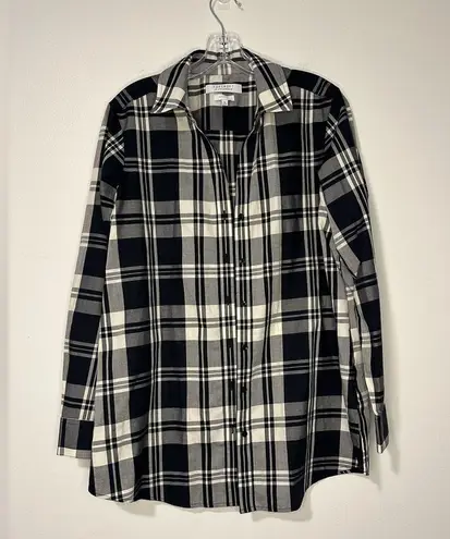 Foxcroft Carolina Plaid Collar Long Sleeve Button Up Shirt Wrinkle Free sz 10
