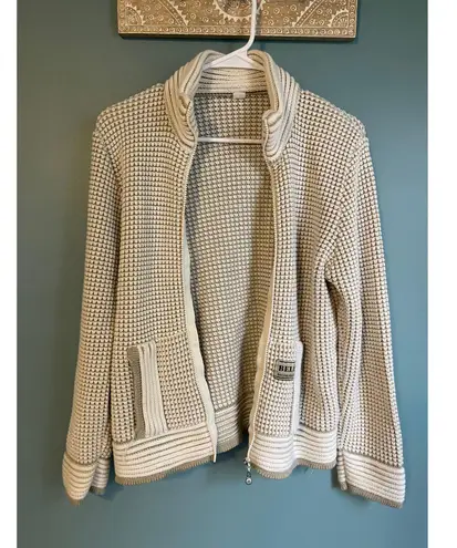Vintage 90s Bella Salon Moda Lux Soft Cable Knit Full Zip Sweater Size M