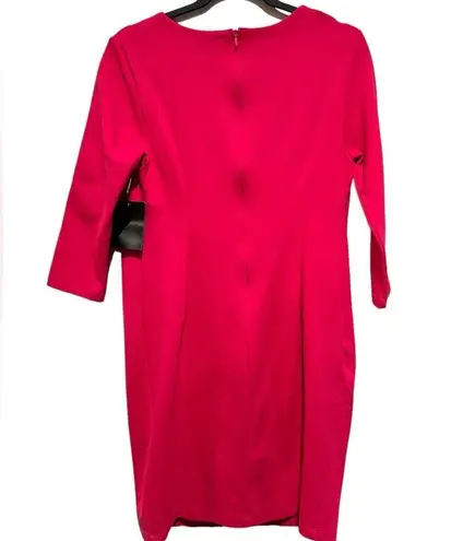 Boston Proper CUTOUT SHOULDER PONTE STRETCHY BODYCON PINK 3/4 SLEEVE DRESS M