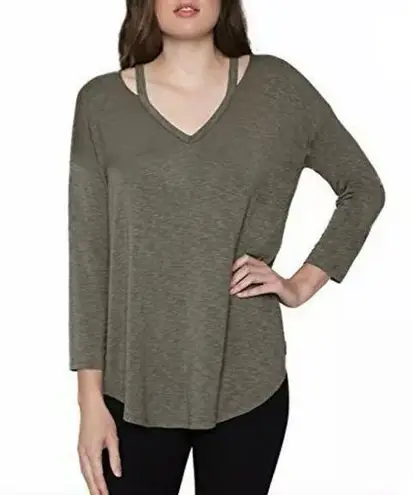matty m 3/4 length sleeve khaki top