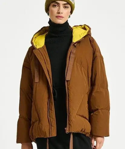 Essentiel antwerp brown and yellow chameleon puffer jacket Size XS