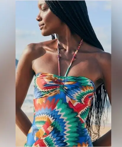 Farm Rio Chevron Toucans One Piece, size X-Small, $189