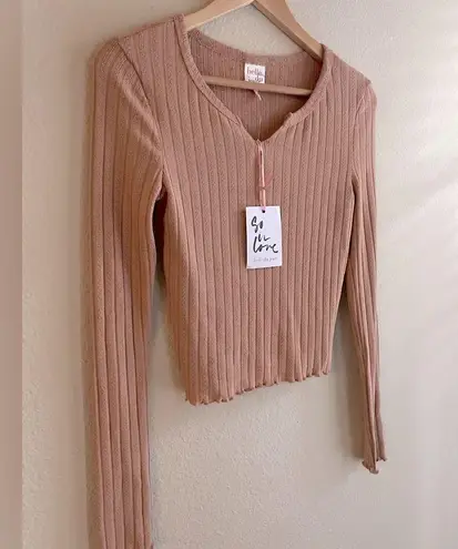 belle du jour Long Sleeved Ribbed Top NWT