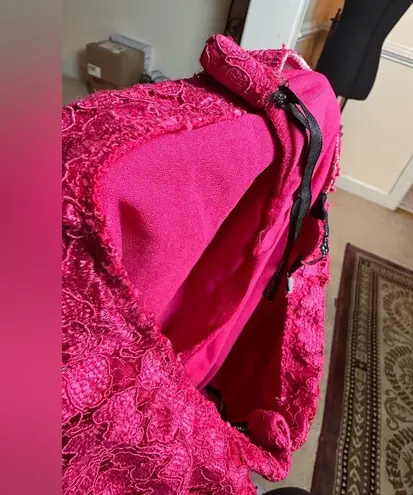 Dorothy Perkins Hot Pink Lace Straight Pencil Skirt