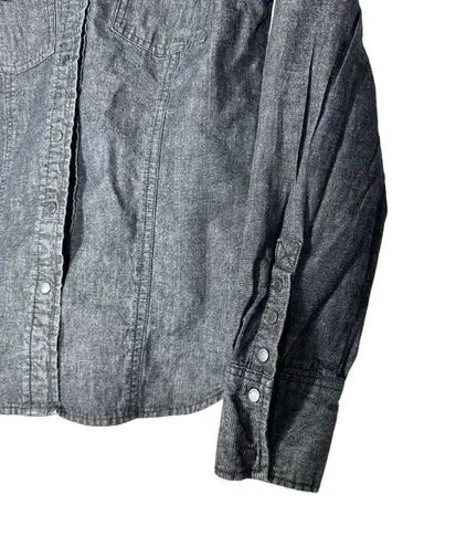 William Rast Women's | | Dark Blue Denim Long Sleeve Studded Pockets Snap Top