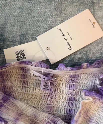 Kiwi + Punch Purple White Tie Dye Short Sleeve Tube Top Small