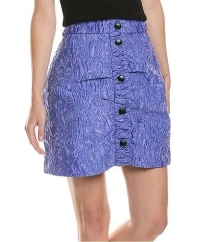 Ganni Asymmetrical Textured Mini Skirt Purple Blue Iris size 40 US 8-10