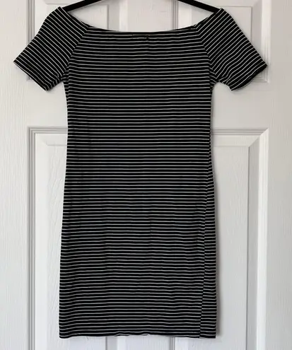 Heart & Hips Striped Off-Shoulder Mini Dress - Size S