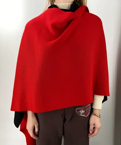 Henri Bendel Bold Wool Cape Red and Black Vintage