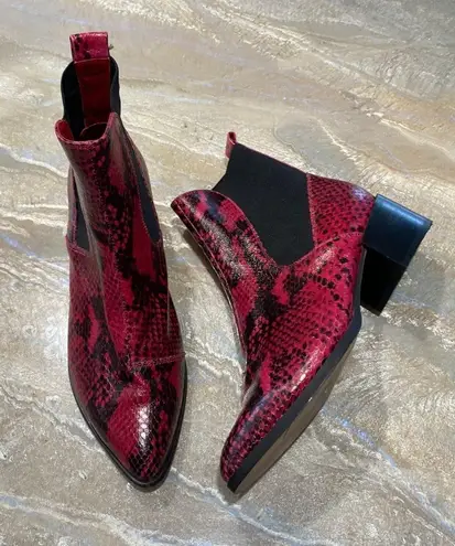 Silent D Leather Red Ankle Boots Size 36