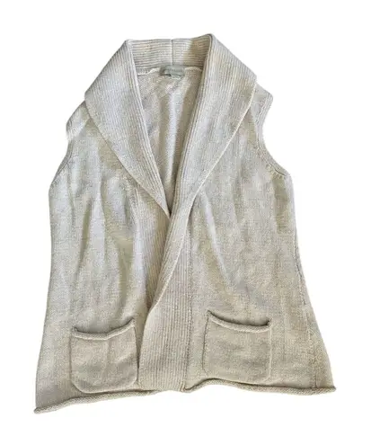 Appleseed's Women's Ivory Sleeveless Vest M Open Front Pockets Size M