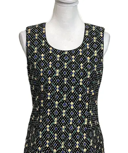 Anna Sui Tweed Shift Mini Dress Black Polka Dot Abstract Womens Size 4