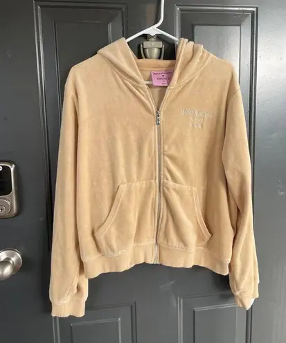 Juicy Couture  X forever21 collab velour hoddie zip up jacket Beige Y2K Sz Large
