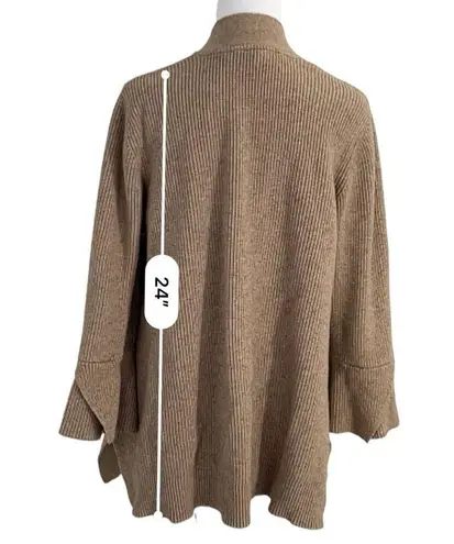 H by Halston Open Front Cardigan with Bell Sleeves Tan Size XLarge