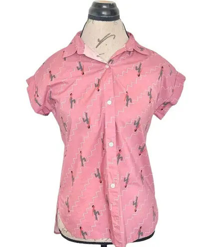 Bonobos Womens Riviera Button Up Shirt Blouse Rachel Levit Ruiz XS Pink Western