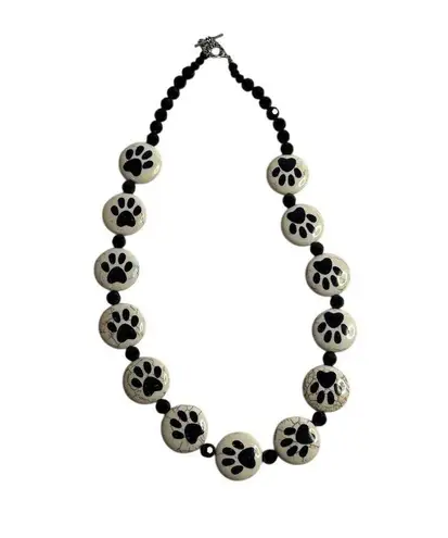 Multicolor Adjustable Paw Print Statement Necklace Animal Theme Black