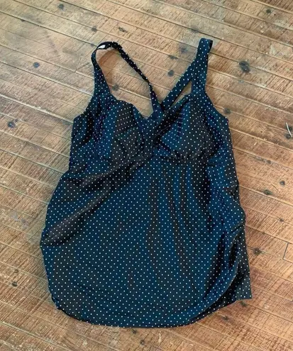Motherhood Maternity black & white polka dot ruched side L tankini top Size undefined