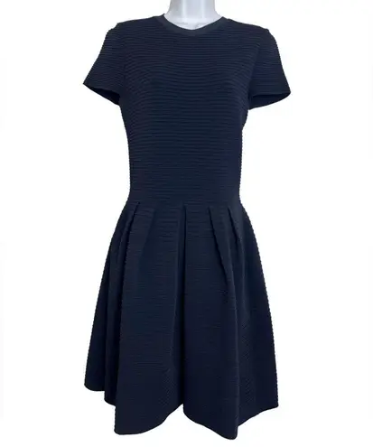 Valentino Garavani Valentino Ribbed Cutout Bow Dress Size Medium in Navy blue fit & flare