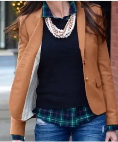 J.Crew Factory Original Schoolboy Blazer in Camel Women's Size 6 NWT Tan