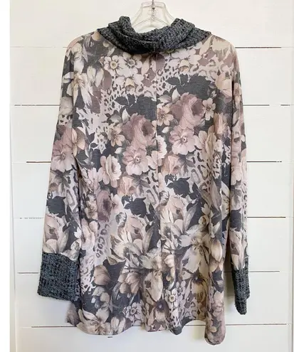 White Birch Waffle Cowl Neck Floral Multi Sweater SZ 1X NWT
