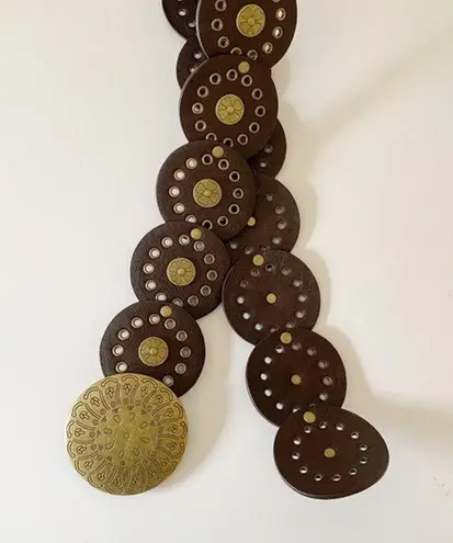 Leather Low Rise Wide Grommet Belt One Size Brown/Brass Brown