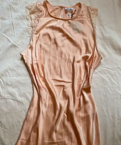 Satin Lace Chemise Pink Silk Midi Slip Dress XXL Coquette Dainty Slouchy Slit