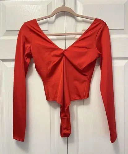 RE/DONE  X danskin size small red long sleeve snap bodysuit NEW