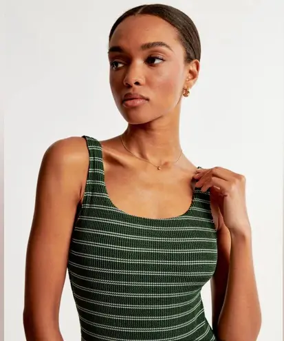 Abercrombie & Fitch  90s Scoopneck Cheeky One-Piece Swimsuit Green Striped L