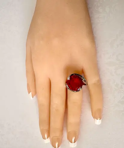 Red Cocktail Ring, Size 9