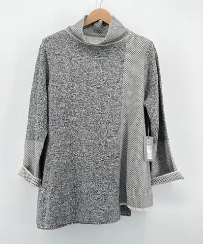 Habitat NEW NWT Natural XL Block Tunic Sweater Cowl Neck Textured Knit Cotton