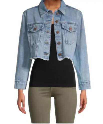 Alice + Olivia Alice + & Olivia Boxy Cropped Denim Jean Jacket Blue Size XSMALL boho Preppy - Image 9