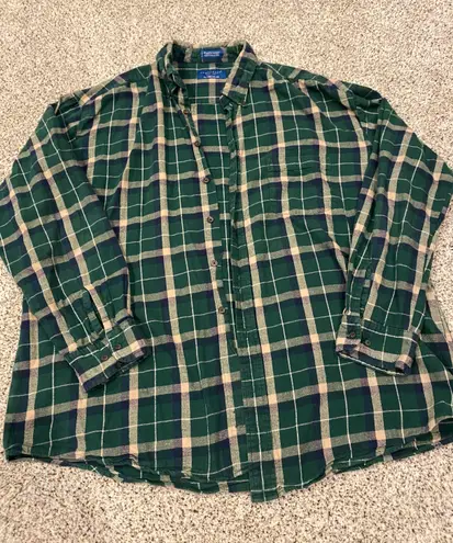 Oversized Green and Tan Flannel Size XL