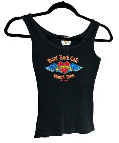 Hard Rock Cafe Y2K World Tour Orlando Rhinestone Music for Life Tank Top Small