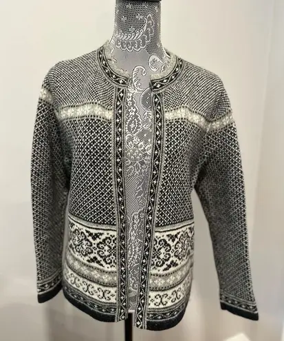 Vintage Woman’s Sz: M Cambridge Dry Good Open Wool Cardigan Fair Isle Gray Size M