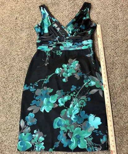 Evan Picone Evan-Picone Dress Womens 6 Used Black Green Blue Gray Career Cocktail Floral