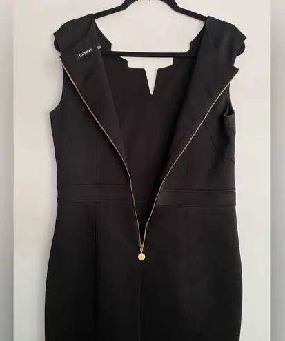 Ellen Tracy Black Cocktail Sheath Dress Holiday Evening Knee Length V Neck Sz 10