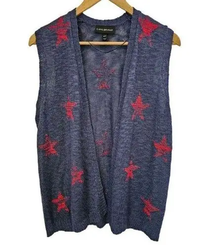 Lane Bryant  Women's Red & Blue Star Print Open Front Cardigan 10-12 Large