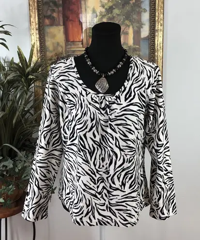 Westbound Women’s Large Zebra Print Top Long Sleeve Animal Print Blouse Stretch