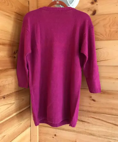 ADORABLE VINTAGE BRIGHT PASTEL PINK FLORAL DETAIL SWEATER Size XL