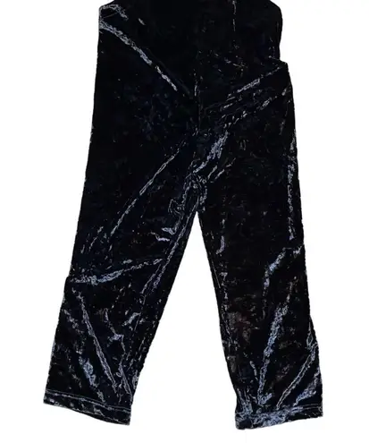 Urban Outfitters ‎ Black Shiny Velvet Square Neck Stretch Jumpsuit