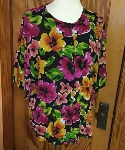 Vintage 80s bright floral oversized top Size L