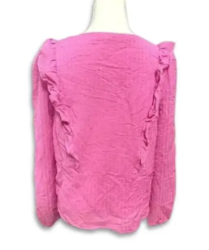 VERO MODA V-Neck Blouse Ruffle Details Lightweight Striped Pattern Pink S NWOT