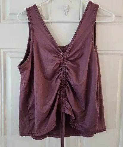 Aeropostale Tank Top Women Large Purple Gold AERO Ruched Active Athletic T