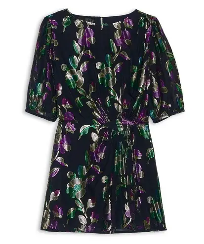 Ba&sh Anjy Embellished Mini Dress Black Metallic Floral Noir 2 Medium NWOT