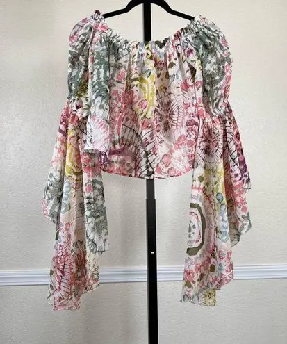 Live 4 Truth Festival Romantic Boho Crop Top Off Shoulder Ruffle Lightweight Medium Western