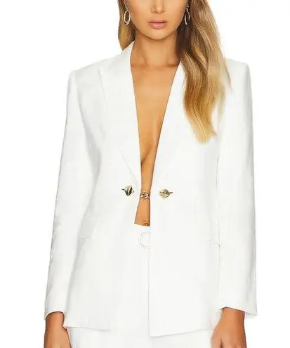 Karina Grimaldi White Linen Jacket XS Work Career Tailored Designer $295 NEW