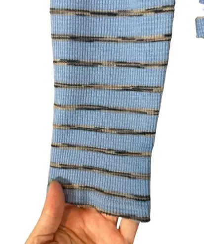 Michael Stars Blue Striped Cotton Blend Long Sleeve Blouse Women Sz OS