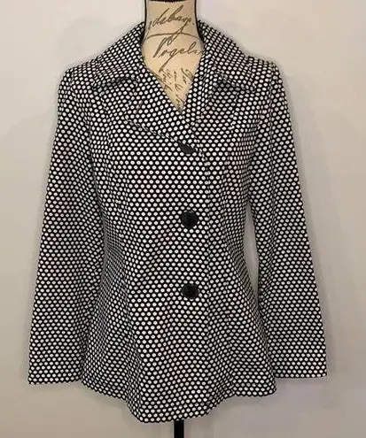 Super Low Fat cotton polka dot jacket blazer offset buttons L Black Size L